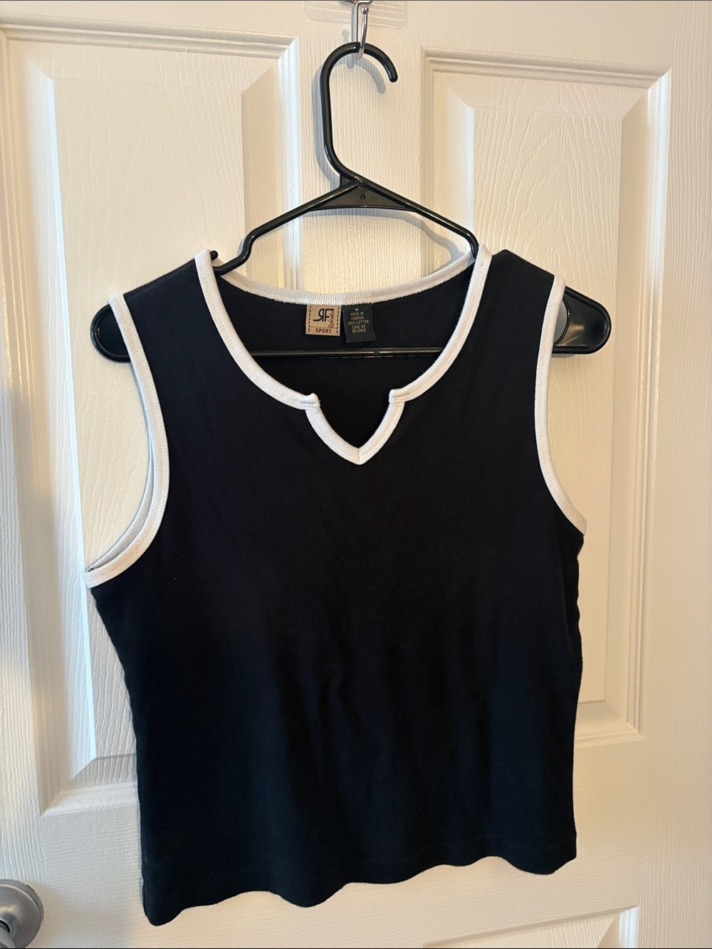 Black Tank Top with White Trim Accents